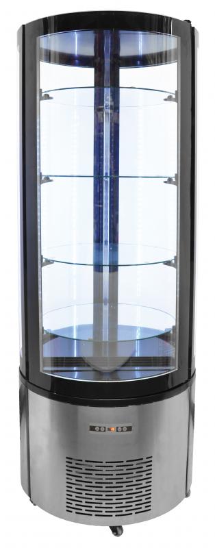 Circular Refrigerated Showcase with 400 L capacity and 4 shelves